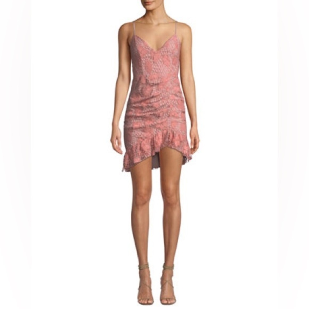 NBD Plumeria Floral Lace Dress w/ Shirring